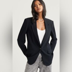 OPEN EDIT Elegant Black Relaxed Fit Classic Women's Blazer | Work Office Jacket